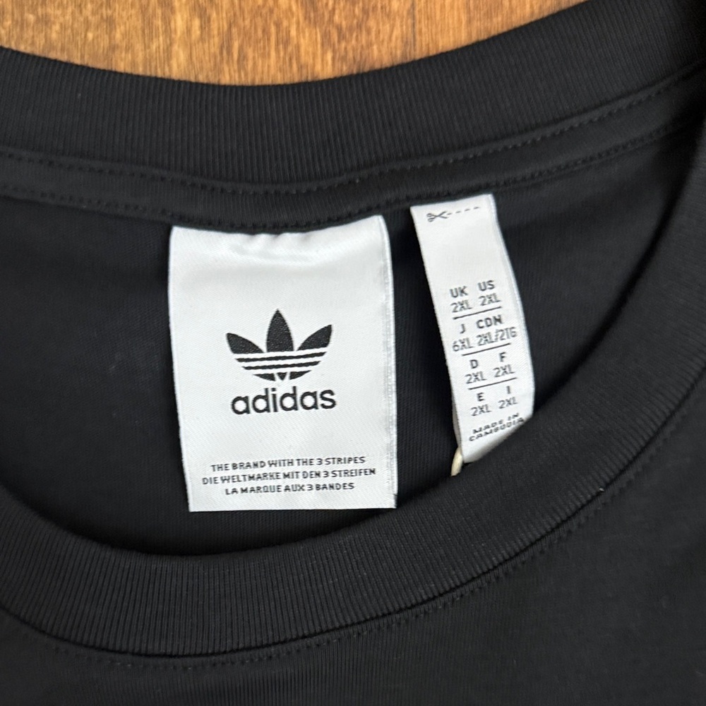 adidas Originals Black Tee with Orange Trefoil and White Script Size XXL - Picture 10 of 11